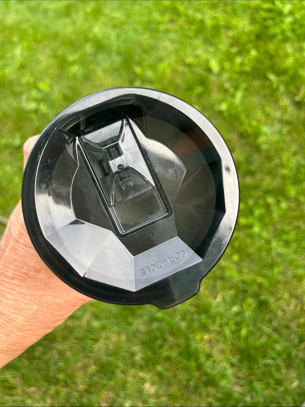 Corkcicle Black Tumbler with Red Logo Pattern - Corkcicle